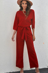 Belted Wide Leg Jumpsuit - View 17 | TEVQA