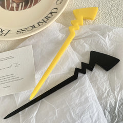 Long Acetate Lightning Bolt Hair Stick - 7.1 Inch Bun Pin