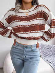 Striped Textured Knit Sweater - View 6 | TEVQA