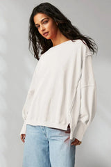 Oversized Contrast Trim Sweatshirt - View 38 | TEVQA