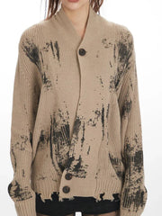 Retro Grunge Distressed Knit Cardigan - View 6 | TEVQA