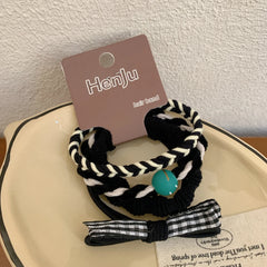 3-Pack Preppy Charm Hair Tie Set - Gentle Snag-Free Elastics