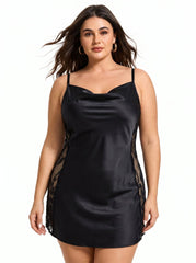 Satin nightgown with lace trim - View 6 | TEVQA