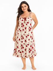 Plus size floral print suspender dress - View 6 | TEVQA