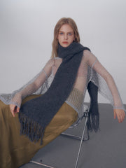 Korean Chic Bouclé Wool Blend Scarf