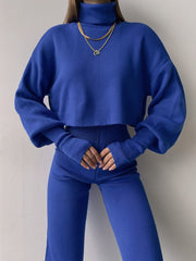 Royal Blue Ribbed Knit 2-Piece Set