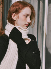 Wool Blend Cable Knit Skinny Scarf