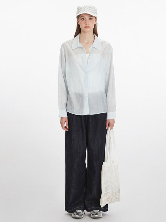 Effortless Sheer Oversized Button-Down Shirt