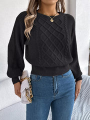 Orange Cable Knit Cinched Waist Sweater - View 20 | TEVQA