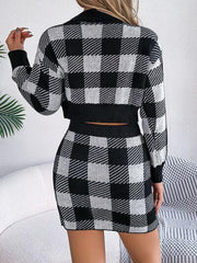 Baby Blue Plaid Knit Two Piece Set - View 16 | TEVQA