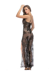 High Slit Backless Boho Cocktail Gown - TEVQA