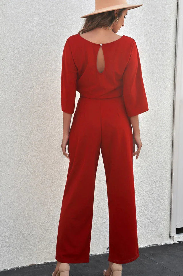 Belted Wide Leg Jumpsuit - View 19 | TEVQA