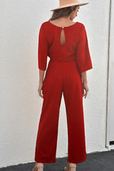 Belted Wide Leg Jumpsuit - View 19 | TEVQA