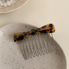 Small Acetate Bow Hair Comb Pin - 2.9 Inch