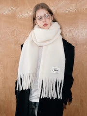 Iceland Blue Mohair Wool Blend Fringe Scarf