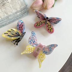 Whimsical Marbled Butterfly Acetate Hair Claw - TEVQA