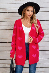 Heart Print Knit Cardigan - View 14 | TEVQA