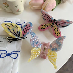 Whimsical Marbled Butterfly Acetate Hair Claw - TEVQA
