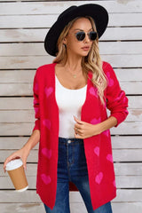 Heart Print Knit Cardigan - View 15 | TEVQA