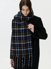 Brushed Faux Mohair Plaid Scarf - View 6 | TEVQA