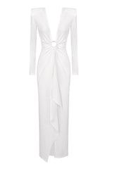 Draped Ring Detailed Deep V Neck Dress | Dress In Beauty