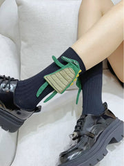 Unisex Ribbed Cotton Socks with 3D Dragon Spikes