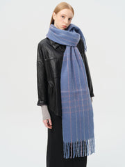 Soft 25% Wool Blend Plaid Scarf