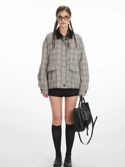 Vintage Plaid Harrington Jacket - TEVQA