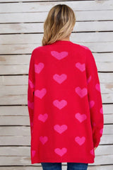 Heart Print Knit Cardigan - View 18 | TEVQA