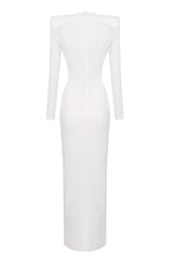 Draped Ring Detailed Deep V Neck Dress | Dress In Beauty