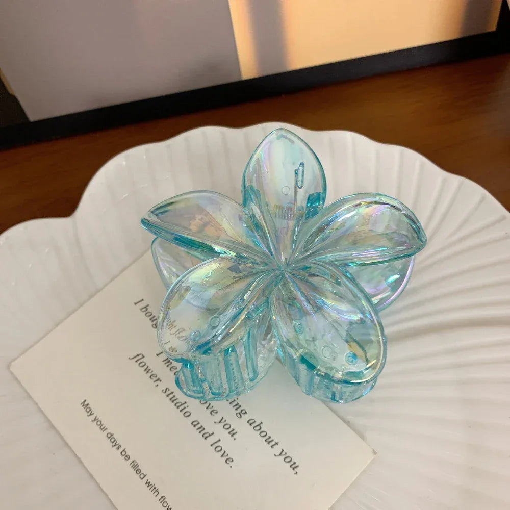 Iridescent Crystal Flower Hair Claw Clip - View 8 | TEVQA