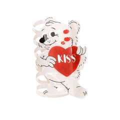 Whimsical "Kiss" Heart Bear Acrylic Hair Claw (3.9 Inch)