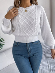 Orange Cable Knit Cinched Waist Sweater - View 23 | TEVQA