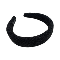 Black padded headband with textured fabric