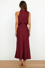 Satin Halter Neck Midi Dress - View 39 | TEVQA