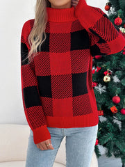 Buffalo Plaid Turtleneck Sweater - View 9 | TEVQA