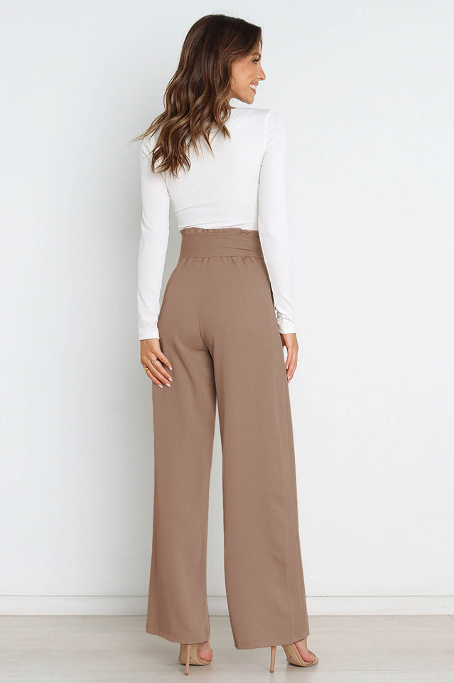 High Waist Belted Straight Leg Pants | Dress In Beauty