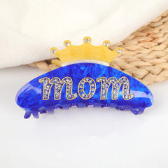 Jeweled "MOM" Crown Acetate Hair Claw (4.1 Inch)