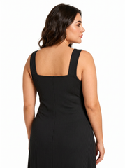 Midi loungewear dress with lace trim and V-neckline - View 7 | TEVQA