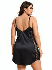 Satin nightgown with lace trim - View 7 | TEVQA