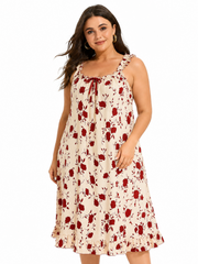 Plus size floral print suspender dress - View 7 | TEVQA