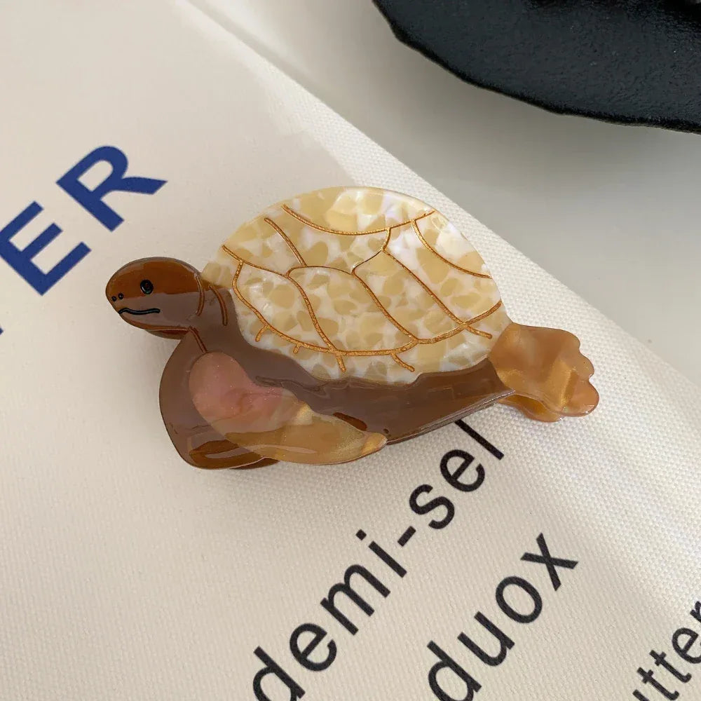 Turtle Acetate Hair Claw Clip - View 7 | TEVQA