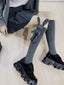 3D Rabbit Plush Ribbed Knee High Socks Grey