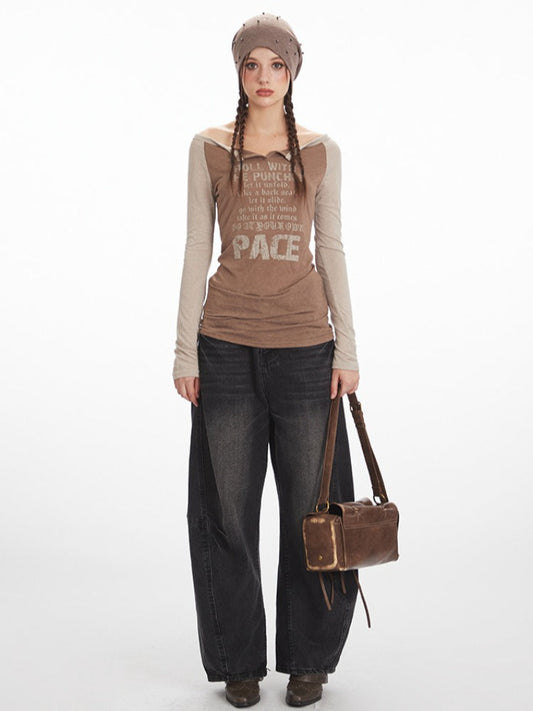 Vintage Wash Off-Shoulder Graphic Tee