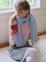 Wool Blend Textured Knit Scarf