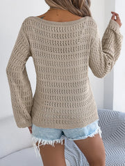 Ethereal White Boat Neck Hollow Out Sweater - View 7 | TEVQA