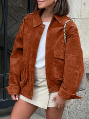 The Sienna Vintage Faux Suede Bomber Jacket - TEVQA