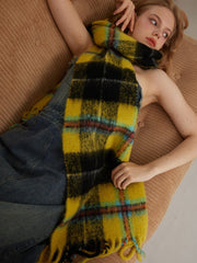 Acubi Style Blue & Teal Plaid Scarf