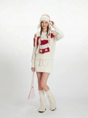 Y2K Winter Coquette Cold Shoulder Sweater - TEVQA