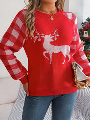 Festive Reindeer Knit Pullover Sweater - View 6 | TEVQA